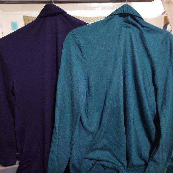Lot of 2, soft, long sleeve women's cardigans, size large, teal & navy blue - Picture 8 of 9